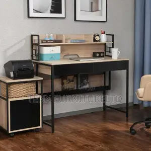 Computer Desk With Shelve - (Natural Black)
