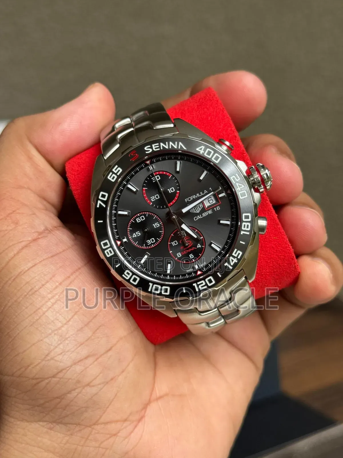 Tag Heuer Formula 1 X Senna Silver Black Dial Chronograph Watch.