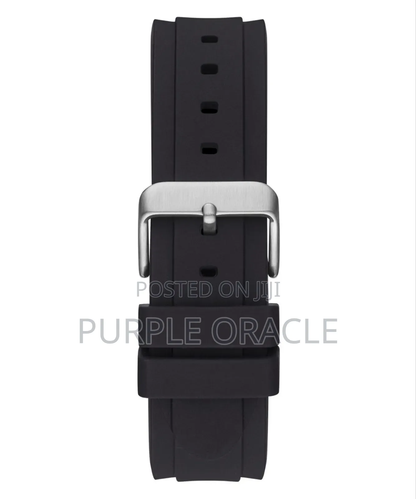 Guess Altitude Silver Black Dial Silicone Strap 42mm Watch.