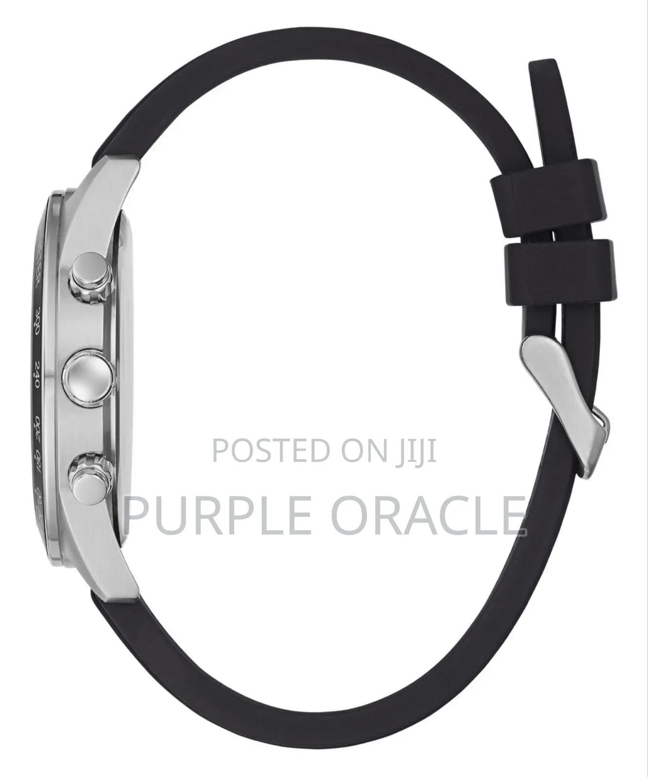 Guess Altitude Silver Black Dial Silicone Strap 42mm Watch.