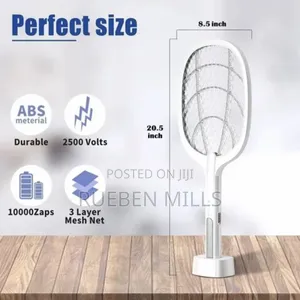 Electric Mosquito Killer Swatter Bat Racket With Stand.