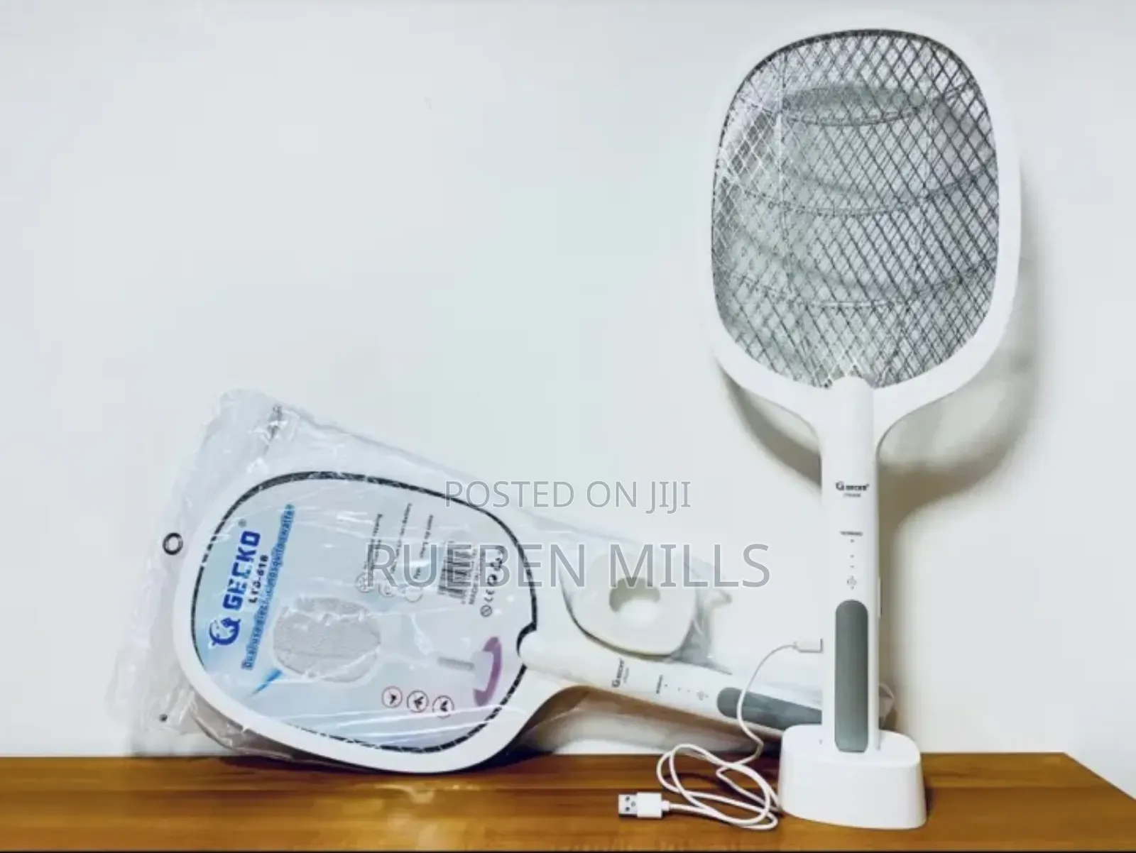 Electric Mosquito Killer Swatter Bat Racket With Stand.