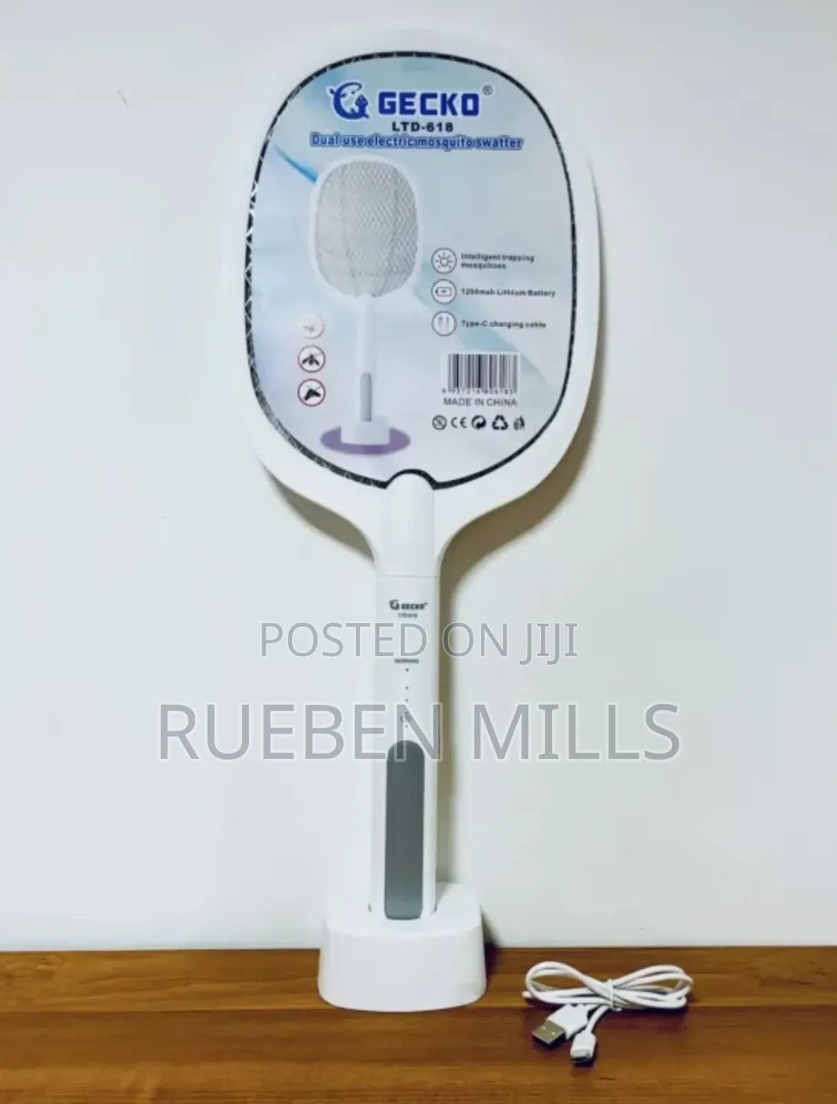 Electric Mosquito Killer Swatter Bat Racket With Stand.