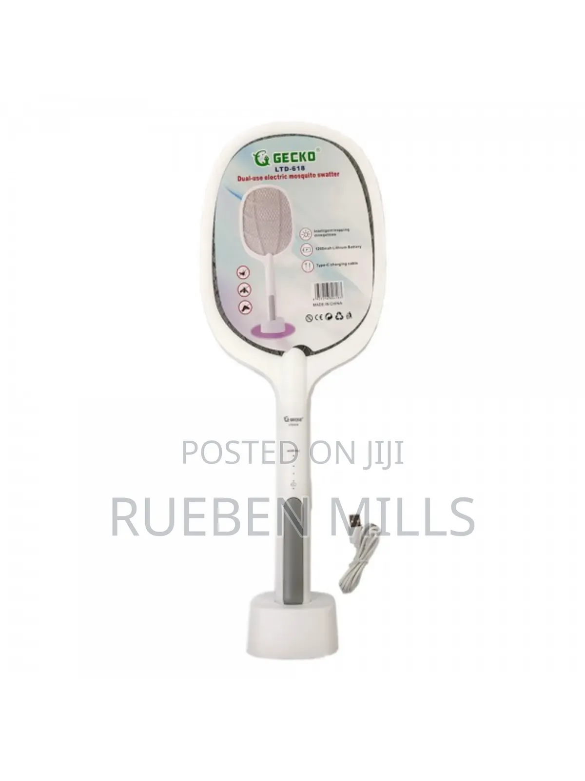 Electric Mosquito Killer Swatter Bat Racket With Stand.