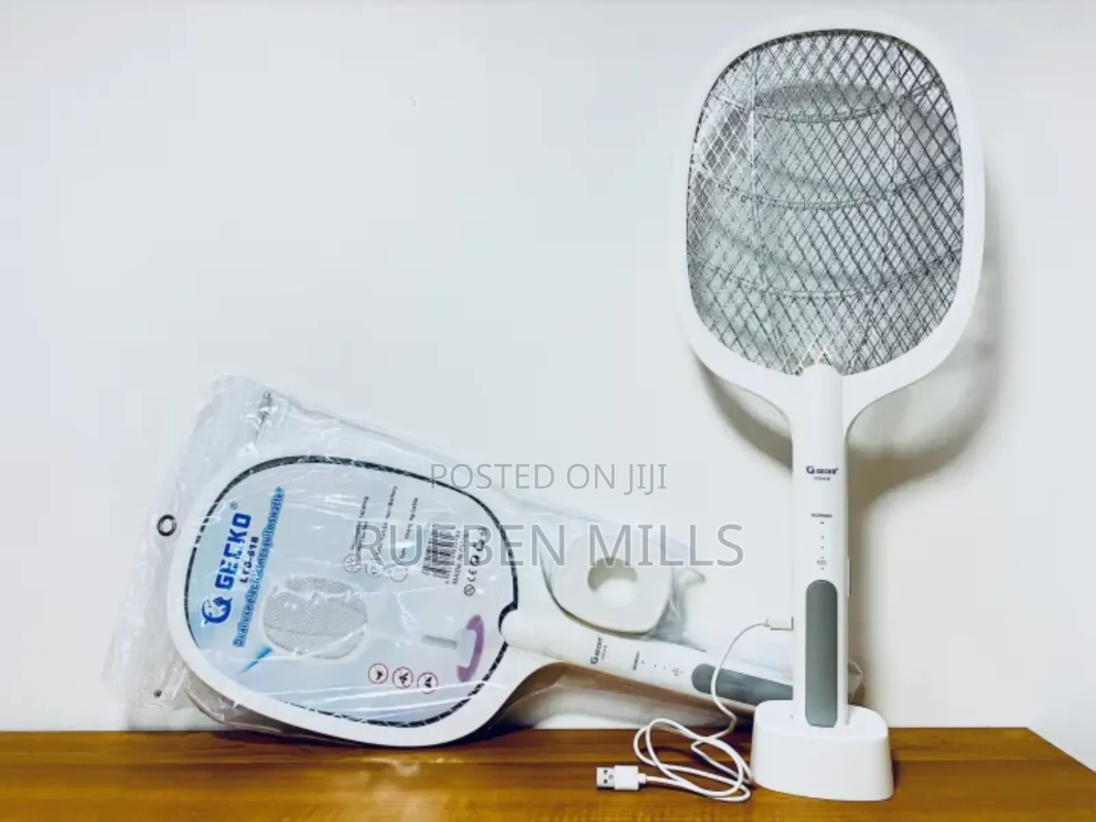 Electric Mosquito Killer Swatter Bat Racket With Stand.