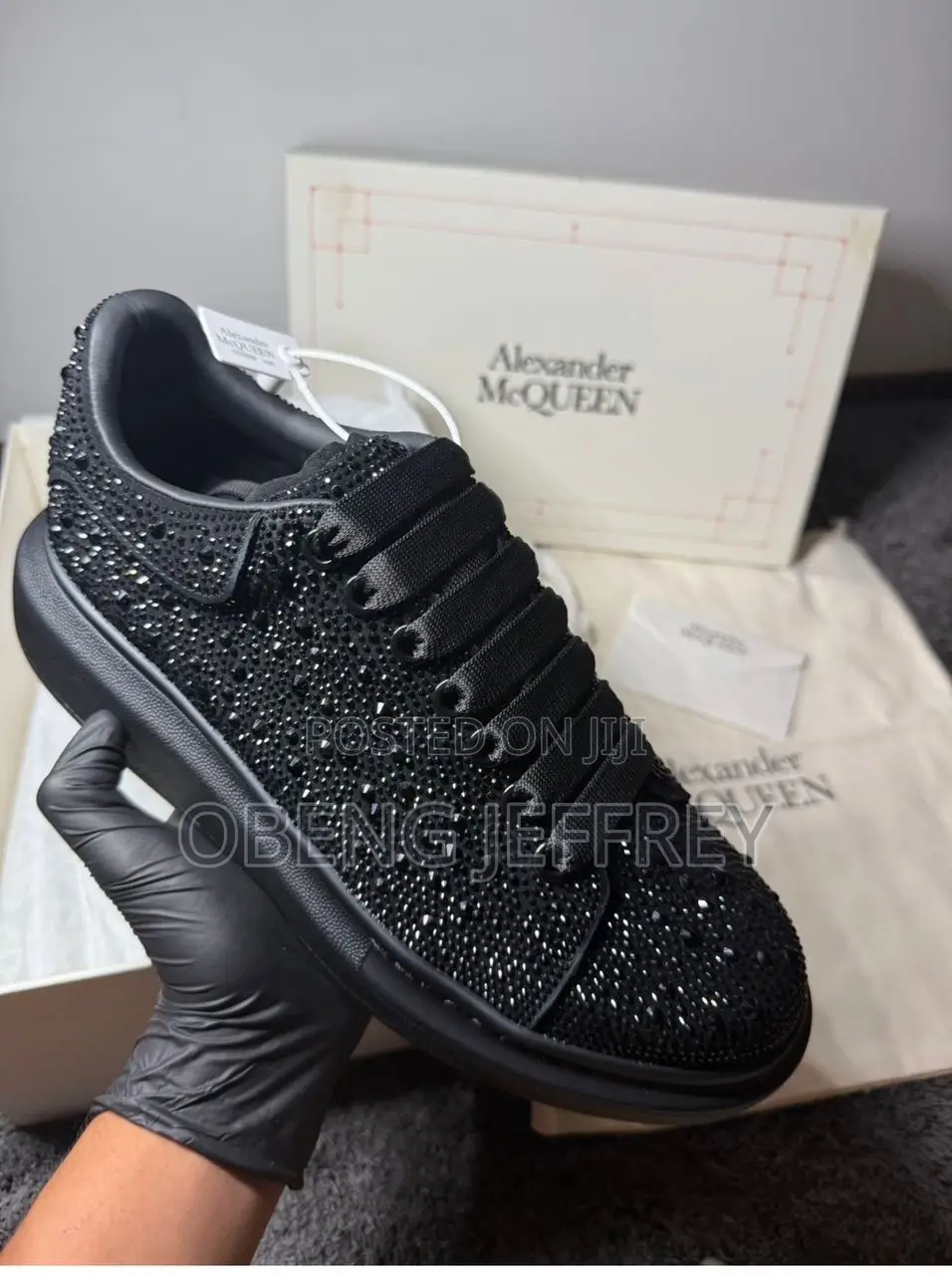 Original Alexander McQueen Black Rhinestones