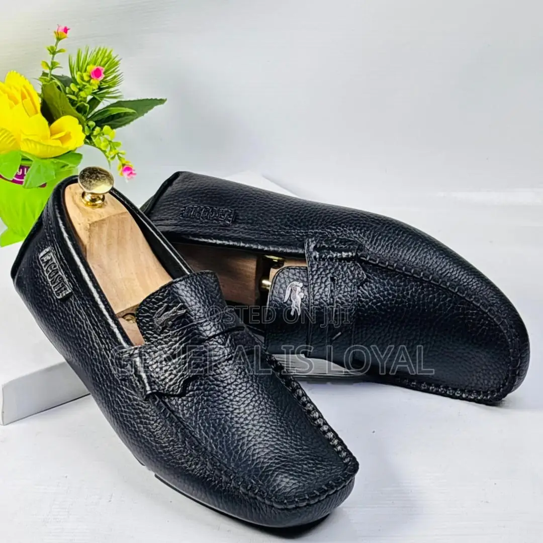 Lacoste Black Leather Men’S Loafers