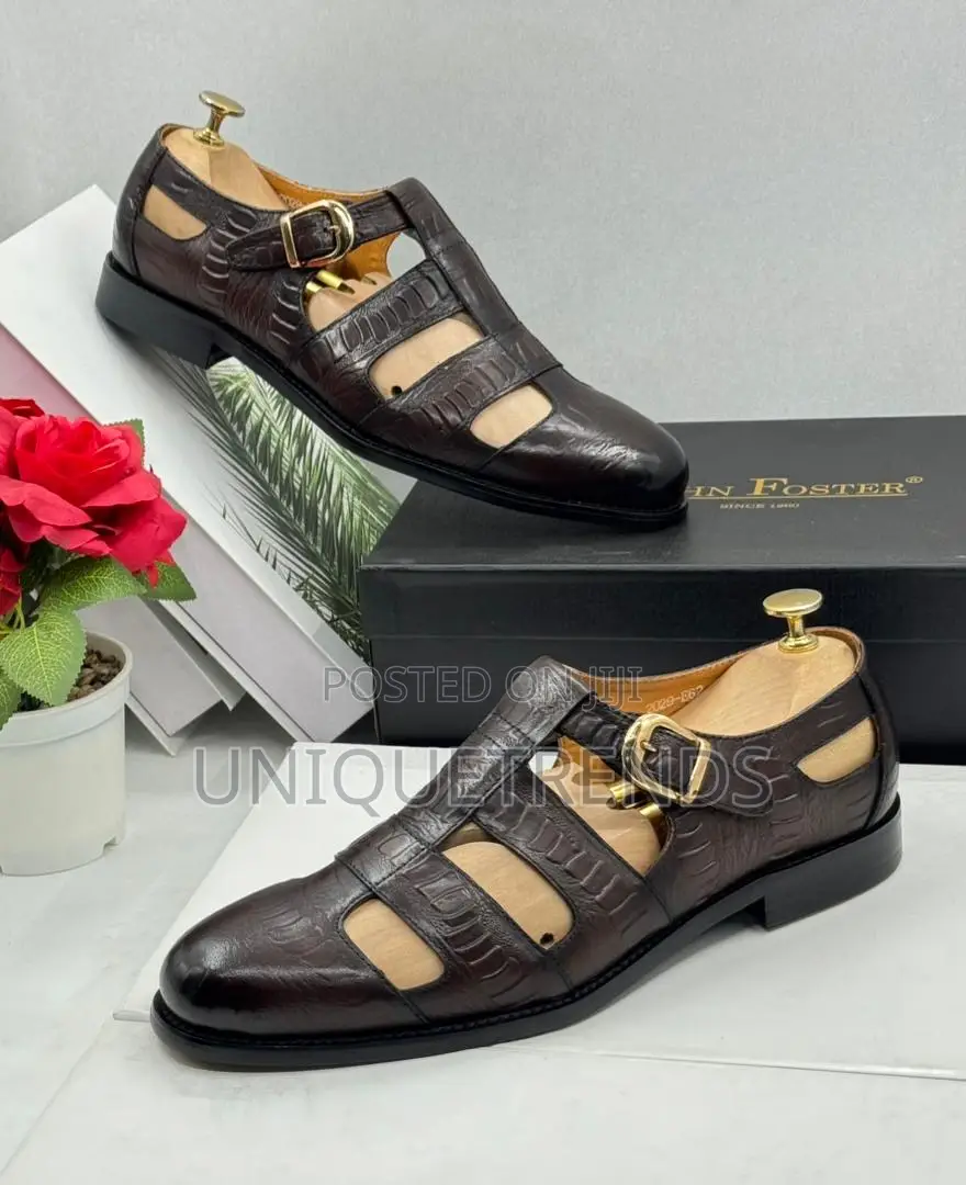 High Quality John Foster Leather Sandals (Coffee)