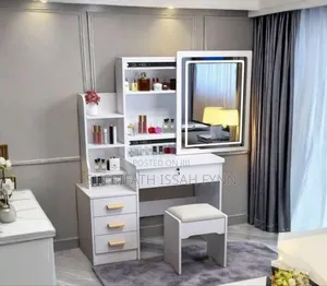 Elegant Wooden Dressing Table With Led Mirror