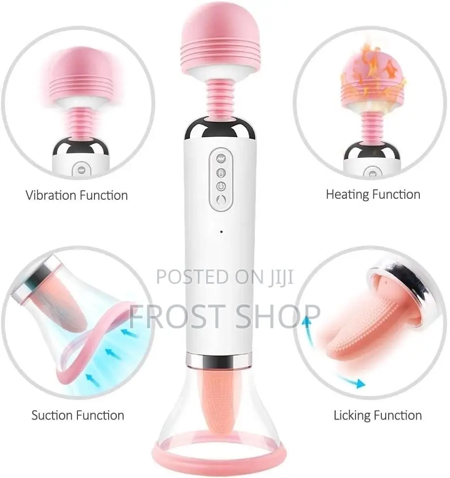 3 in 1 Vibrating Magic Wand With Suction Cup and Tongue