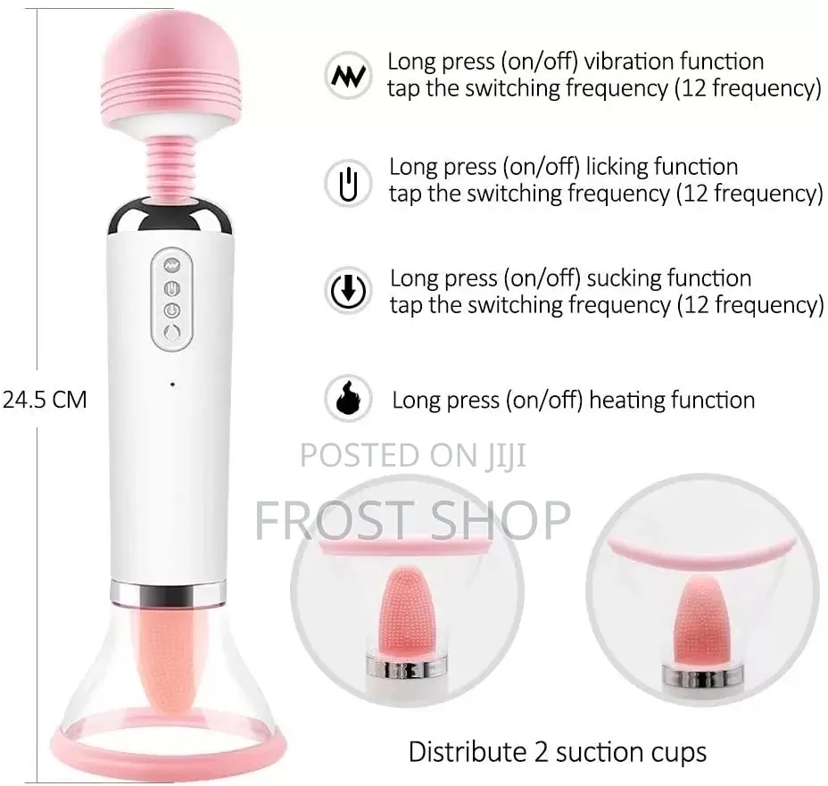 3 in 1 Vibrating Magic Wand With Suction Cup and Tongue