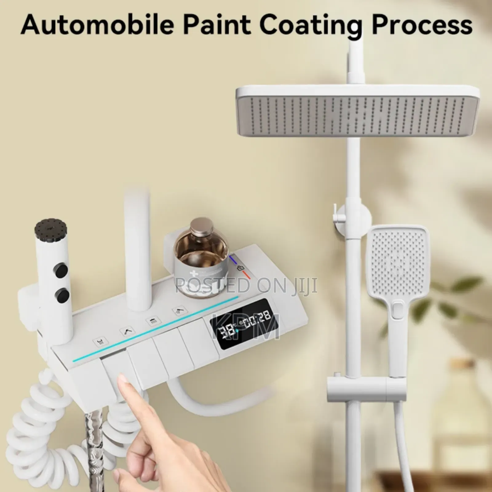 4 in 1 Digital Led Light Grey Piano Pressure Shower