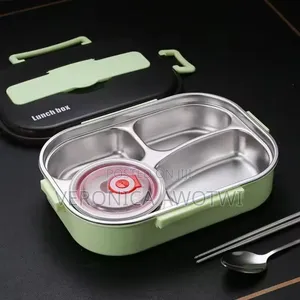 304 Stainless Steel Bento Lunch Box, 4 Compartment