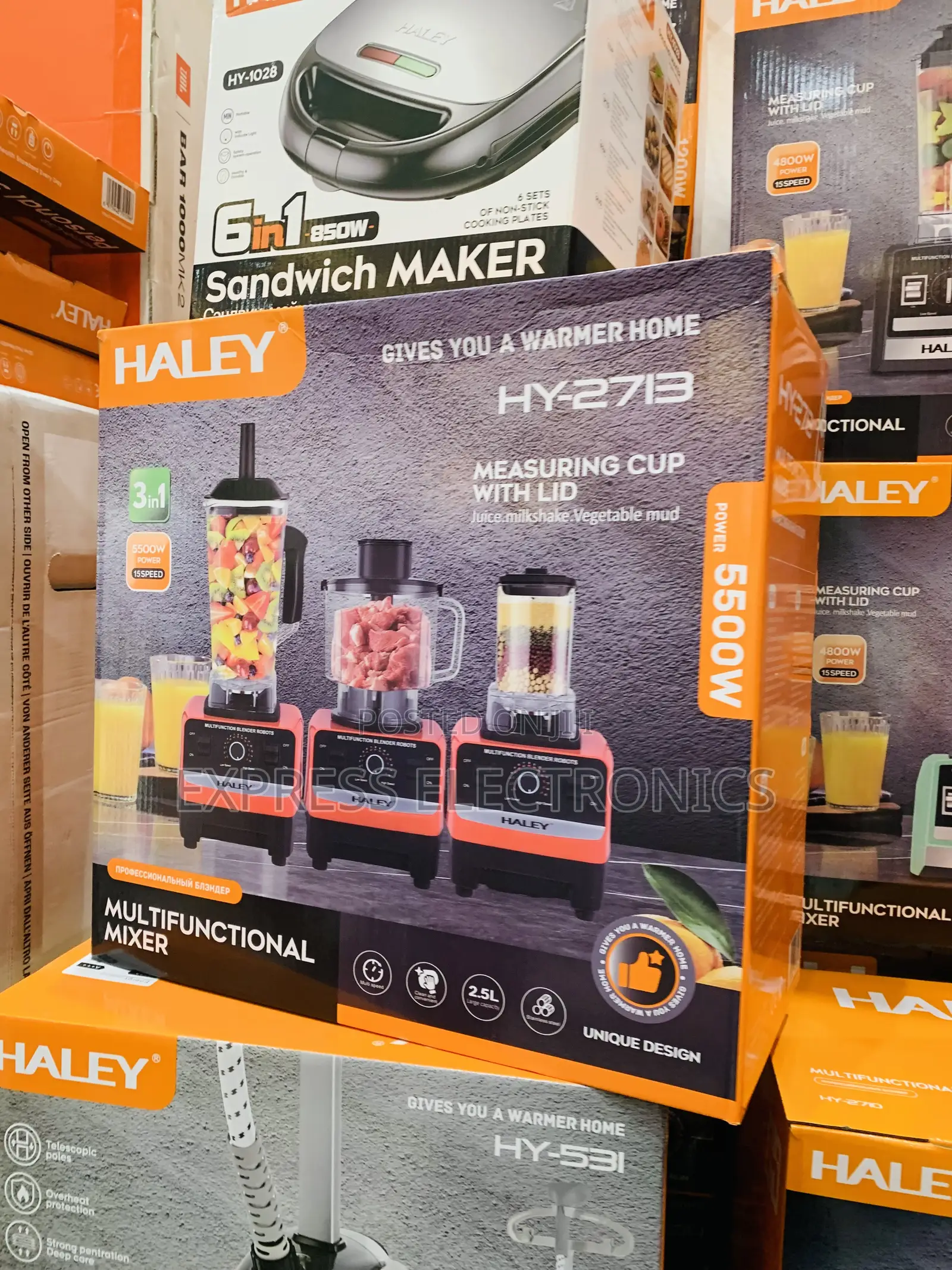 Newly Sealed in Box Haley-Hy-2713 Blender 3 Jars 5500watt 15speed Red