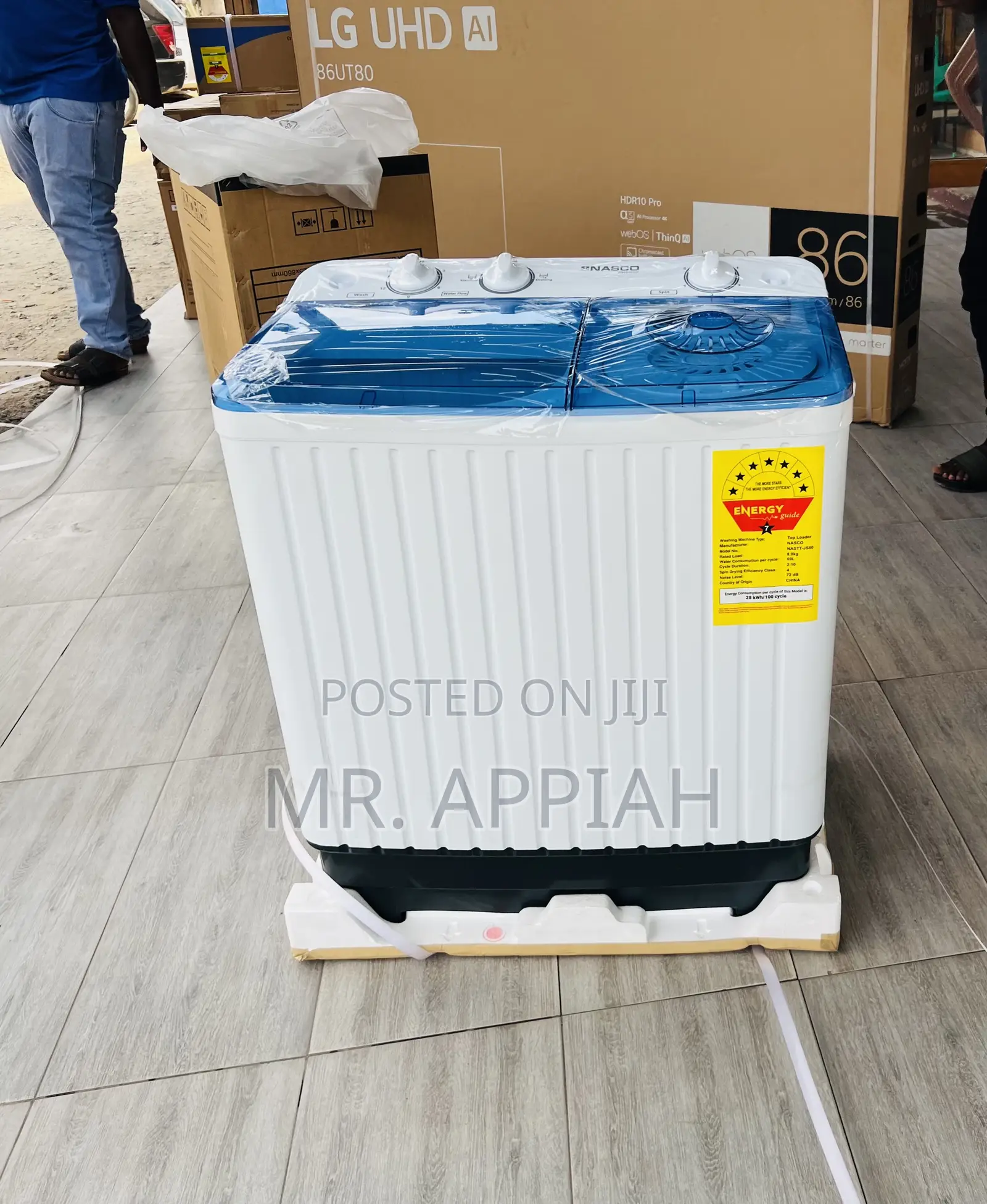 Durable Nasco 8kg Twin Tub Electric Washing Machine(Nastt-Js80)White