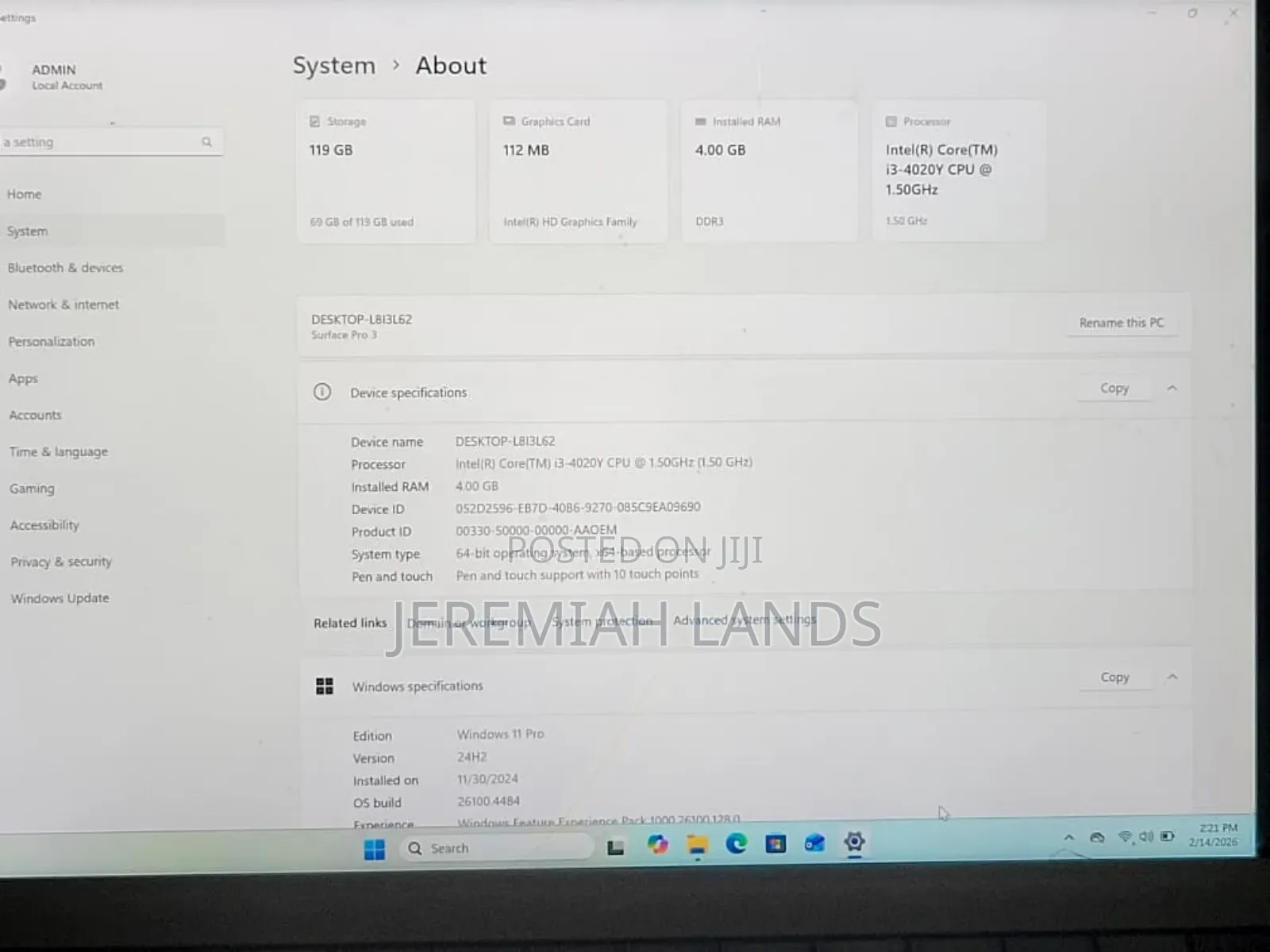 Laptop Microsoft Surface Pro 3 4GB Intel Core i3 SSD 128GB