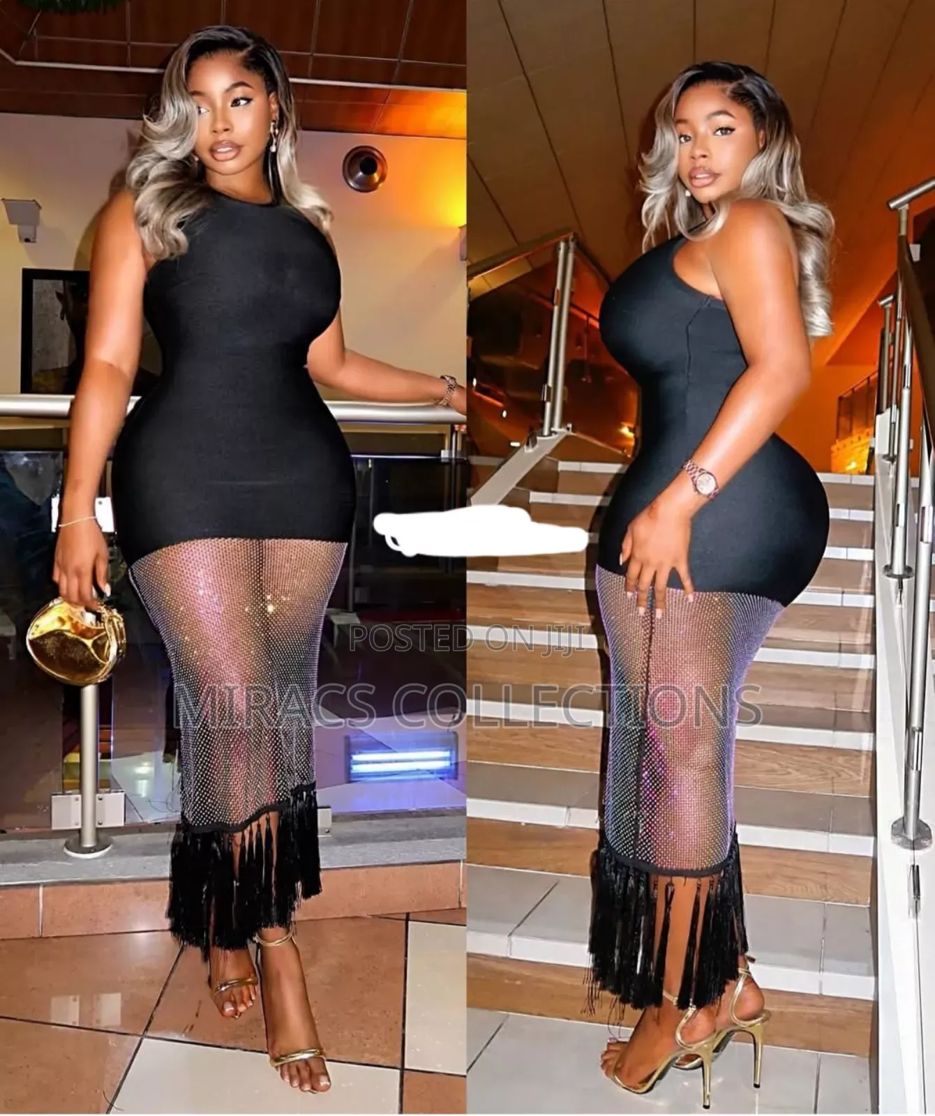 Fringed Black Bodycon Dress
