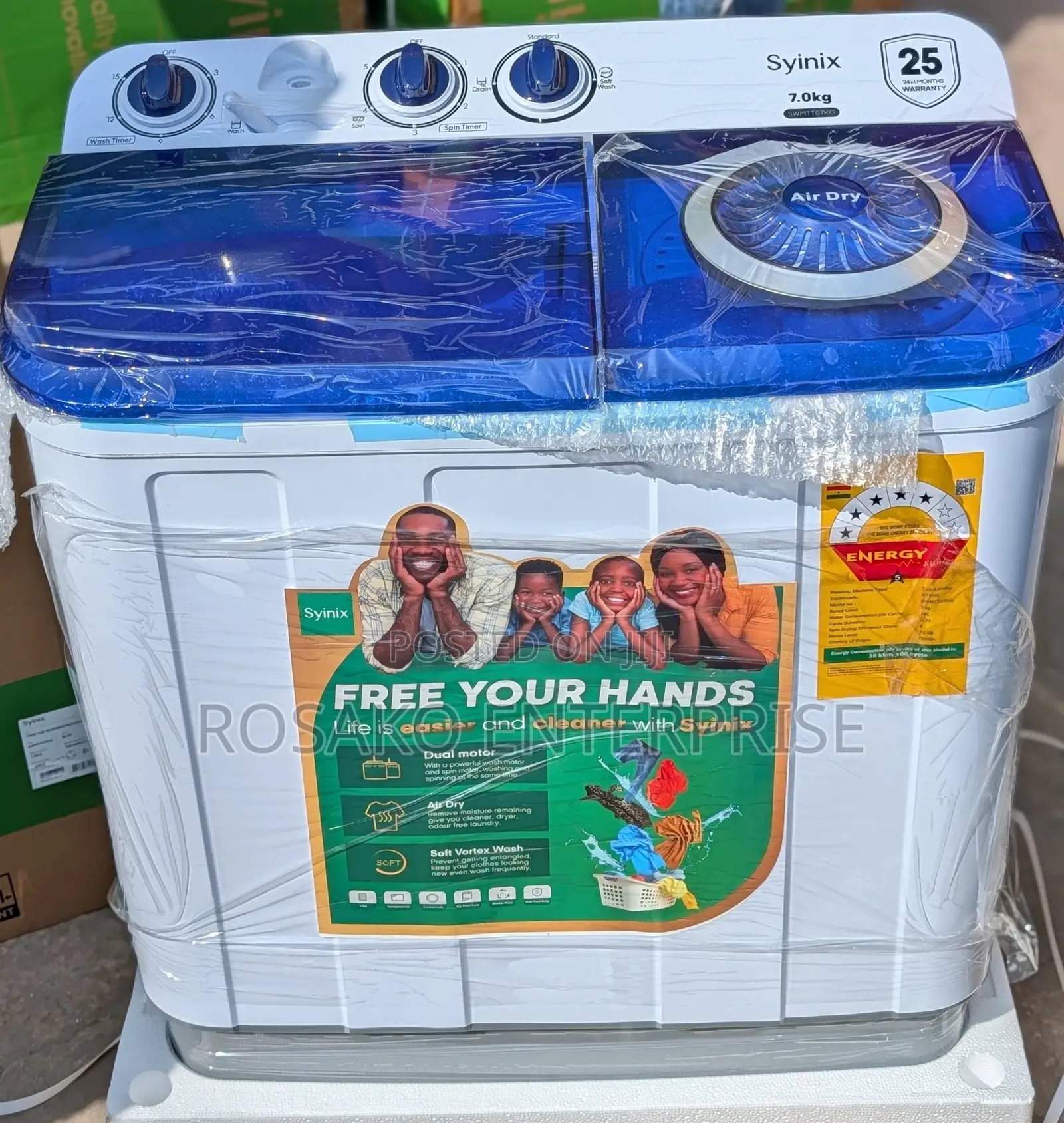 Syinix 7kg Semi Automatic Washing Machine Twin Tub