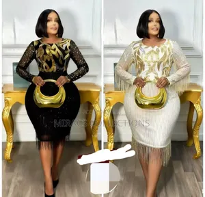 Luxury Gold Embroidery Sheath Dress