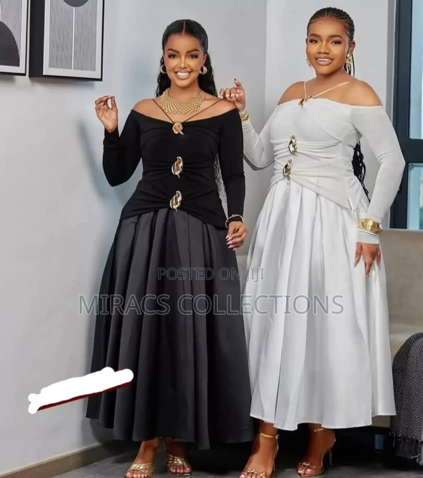 Elegant Off- Shoulder Pleated Gown