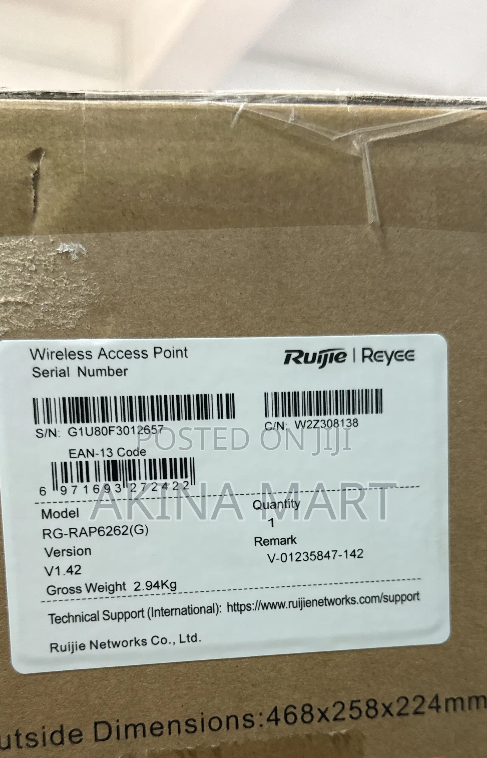Rg-Rap6262(G) Wi-Fi 6 Ax1800 Outdoor Omni-Directional Access Point