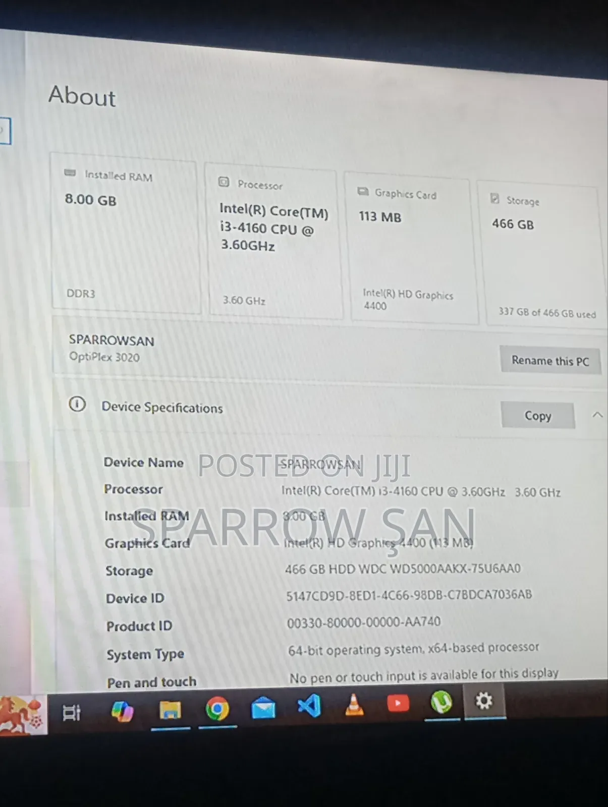 Desktop Computer Dell OptiPlex 3020 8GB Intel Core i3 HDD 500GB