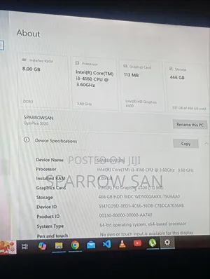 Desktop Computer Dell OptiPlex 3020 8GB Intel Core i3 HDD 500GB