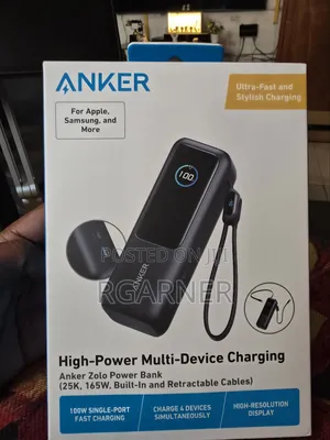 Anker Zolo Power Bank(25000mah, 165w, Built-in Retractable Cables)