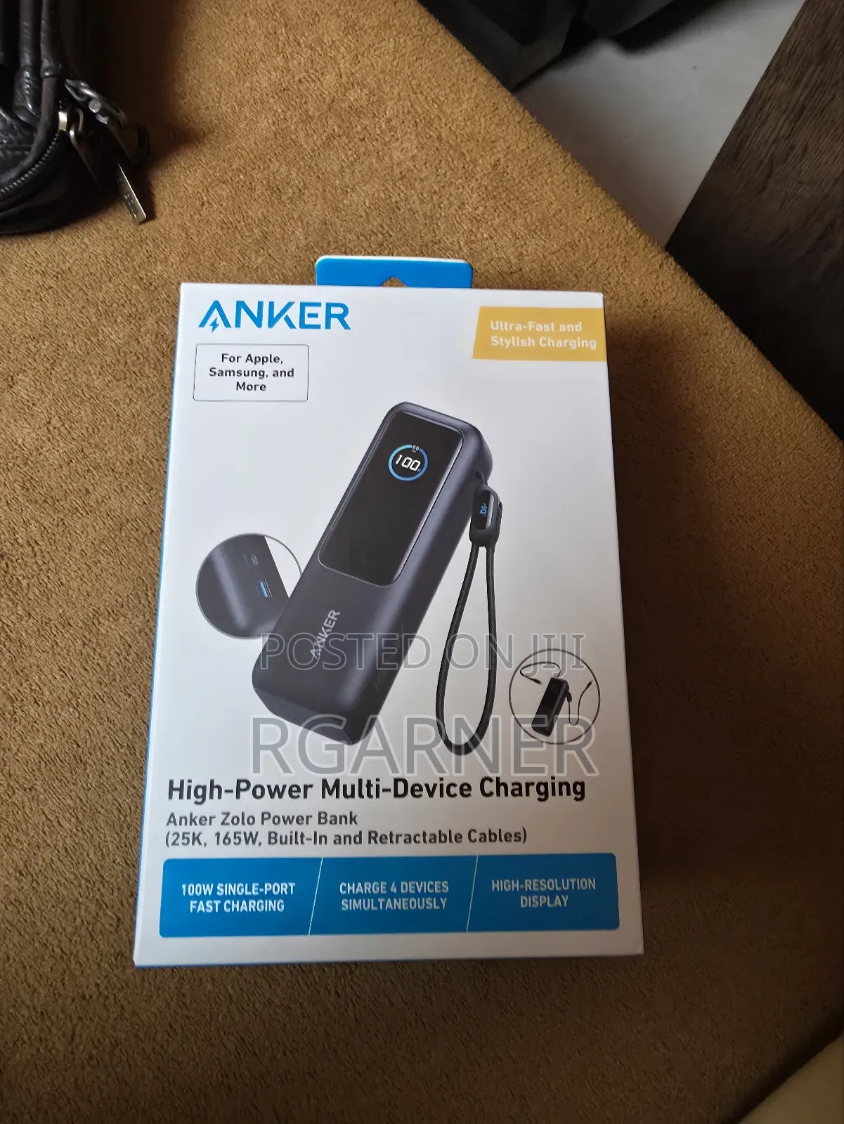 Anker Zolo Power Bank(25000mah, 165w, Built-in Retractable Cables)