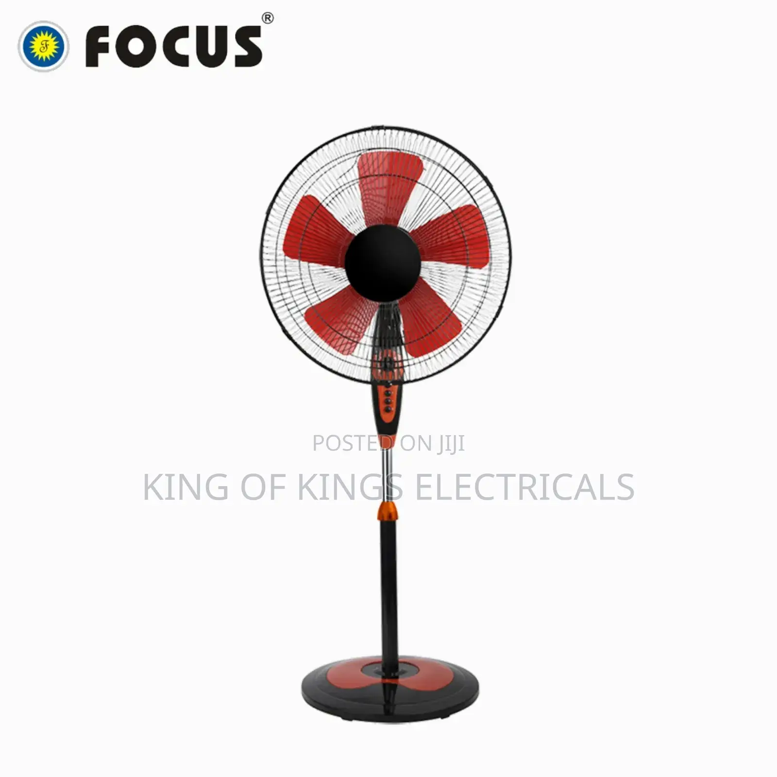 Focus 16inch Standing Fan - Red/Black
