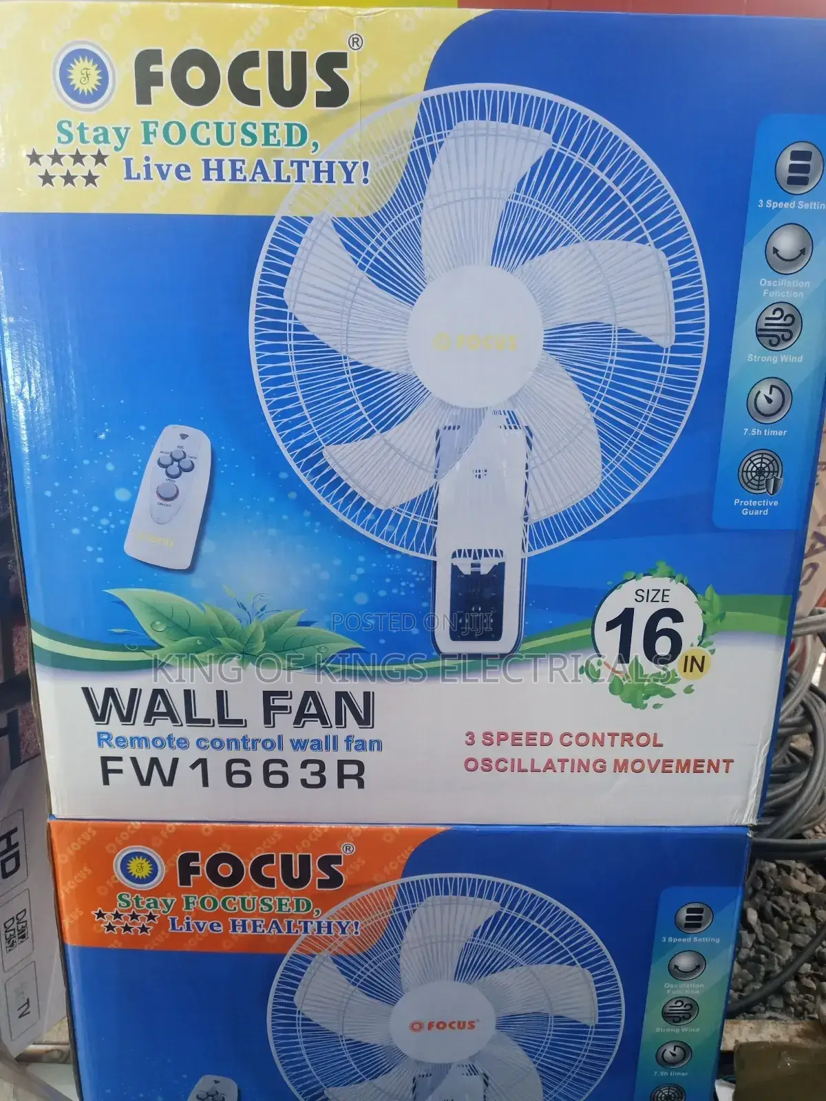 Focus 16inch Wall Fan With Remote Control - White