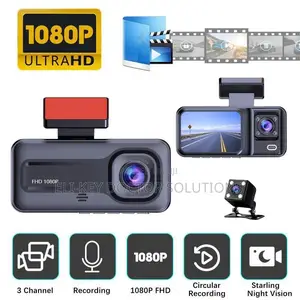 1080p Full Hd 3-channel Car Dash Cam Recorder. Wi-fi Version