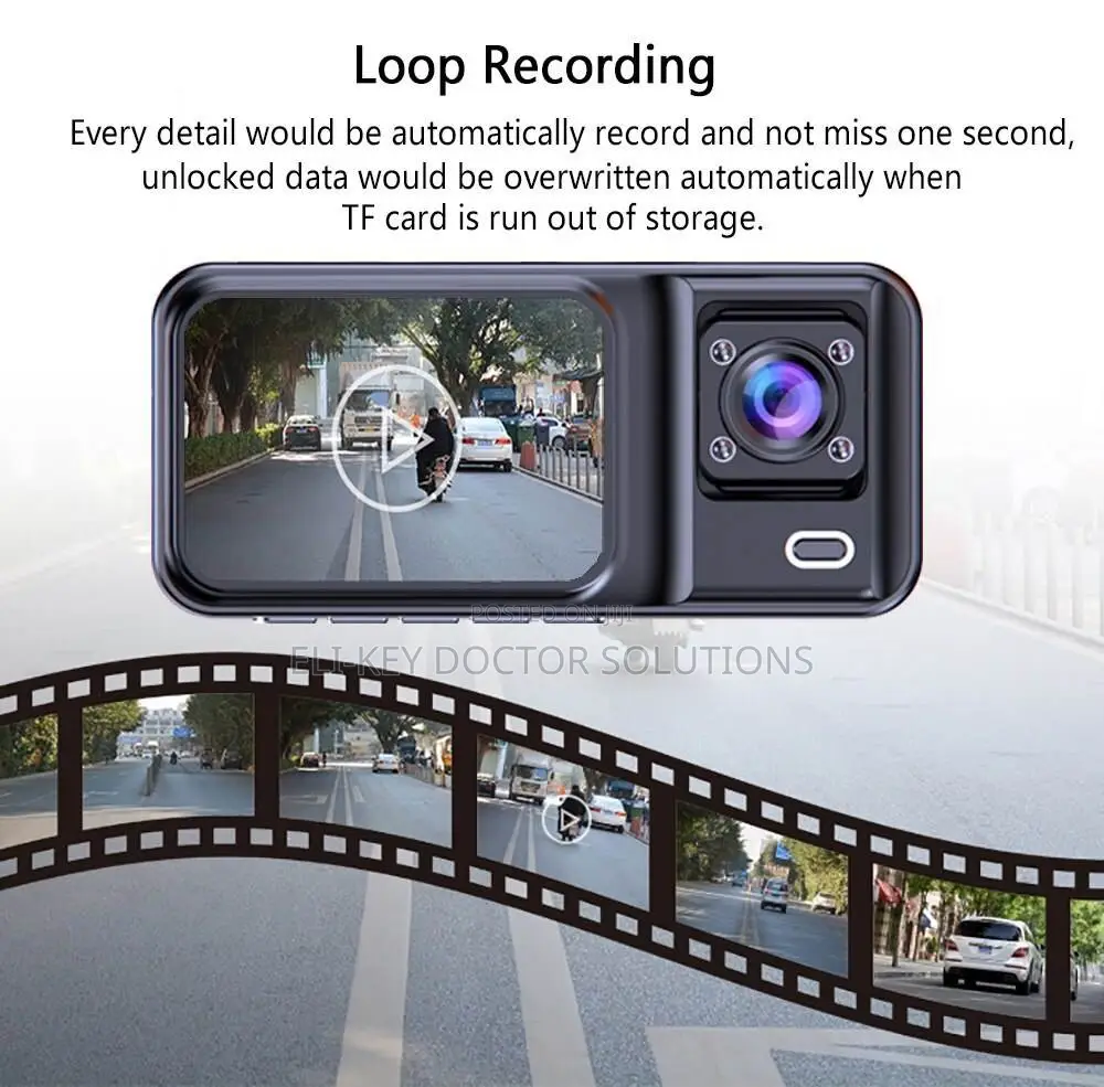 1080p Full Hd 3-channel Car Dash Cam Recorder. Wi-fi Version