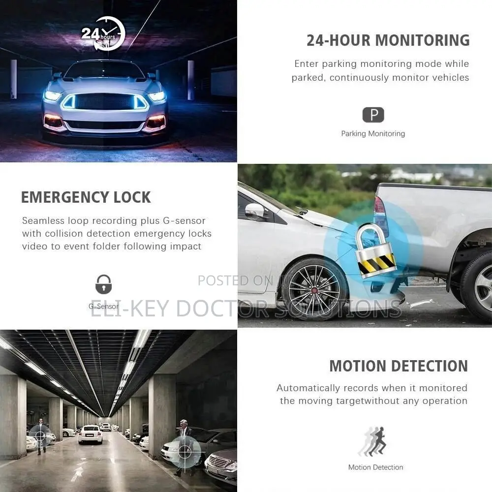 1080p Full Hd 3-channel Car Dash Cam Recorder. Wi-fi Version