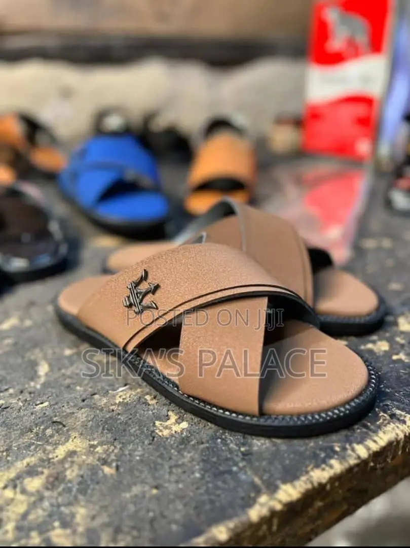 Brown Leather Maserati Slippers