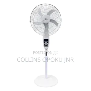 Rechargeable Standing Fan With Solar Panel , 2 Bulbs Remote - 16"
