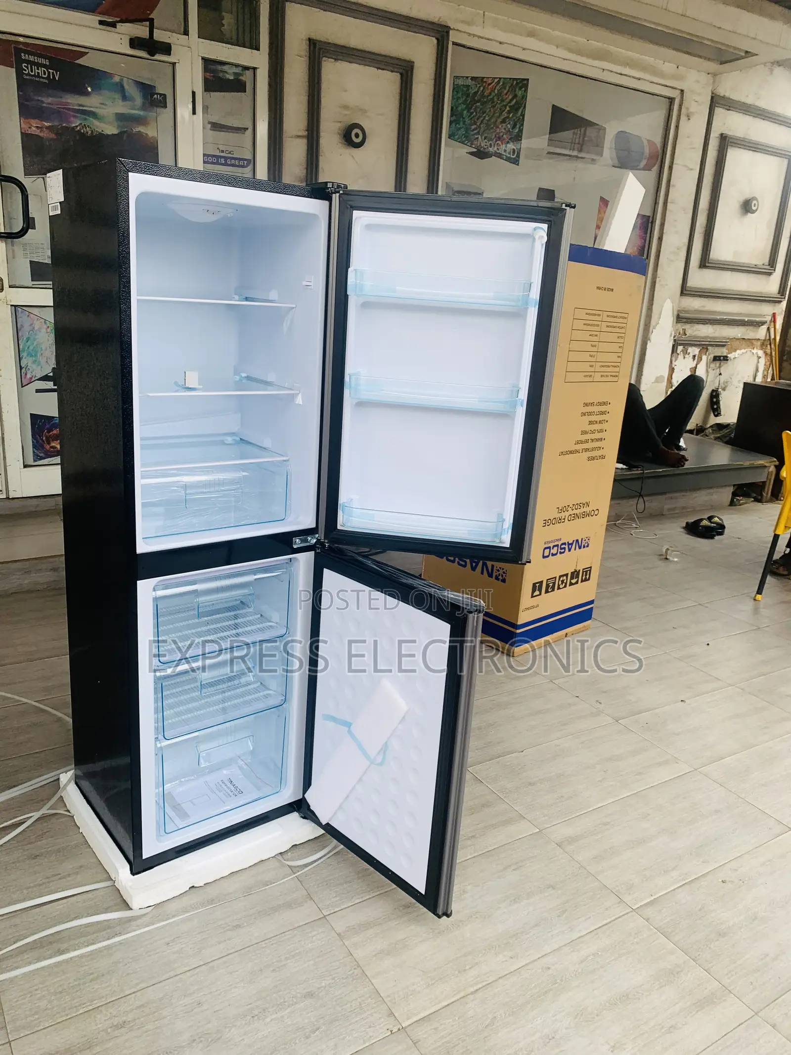 Ultra Sleek Dark Grey Nasco-D2-20fl Double Door Fridge 158ltr Silver