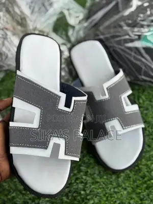 Ash And White Hermes Slippers
