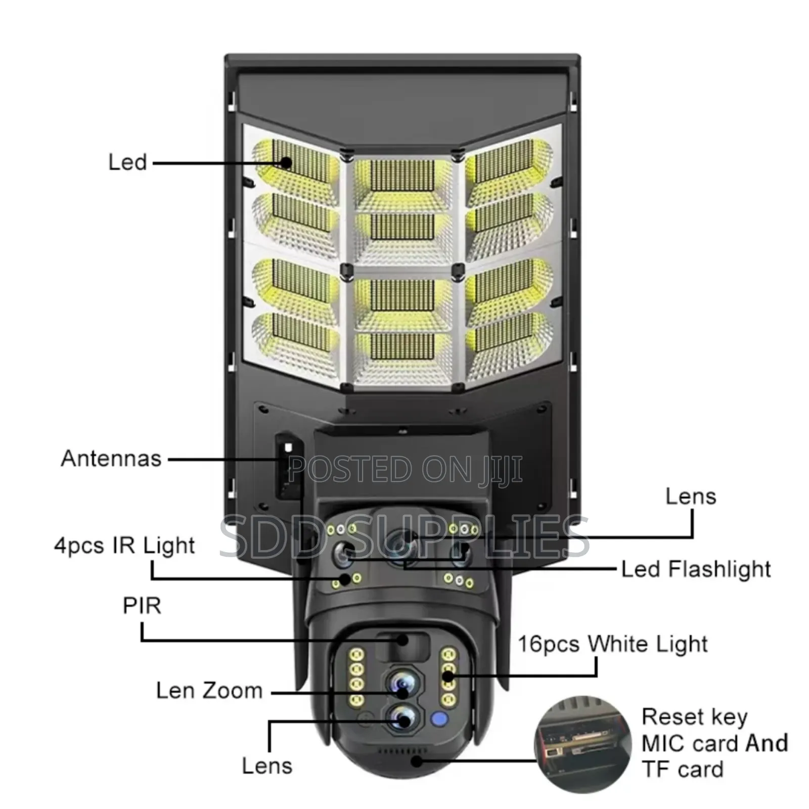 Double Dual Lens Wifi Solar Streetlight Street Light Security Camera