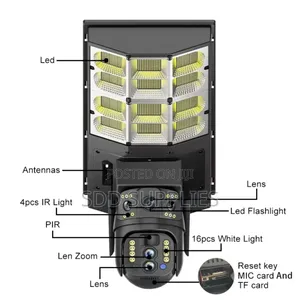 Double Dual Lens Wifi Solar Streetlight Street Light Security Camera