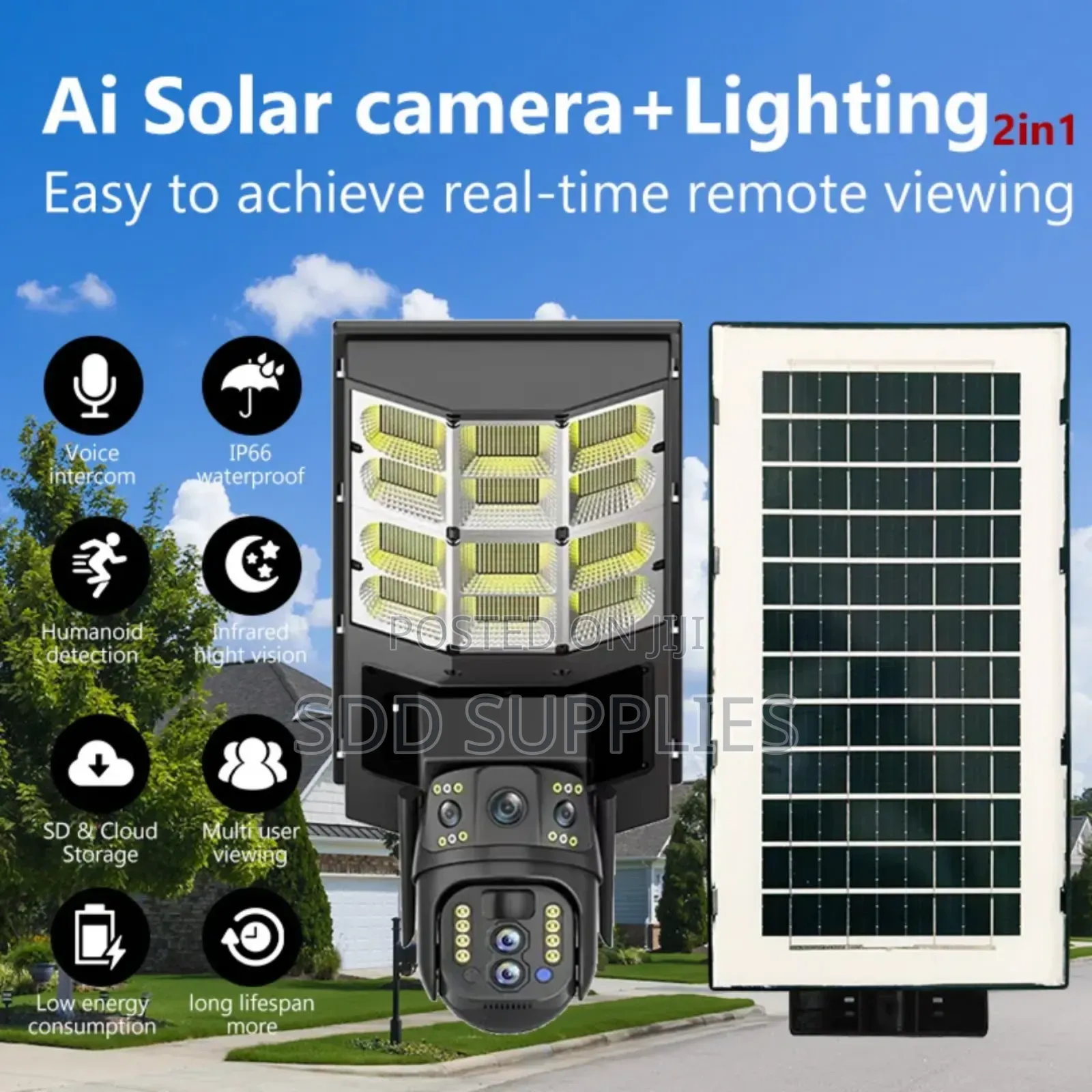 Double Dual Lens Wifi Solar Streetlight Street Light Security Camera