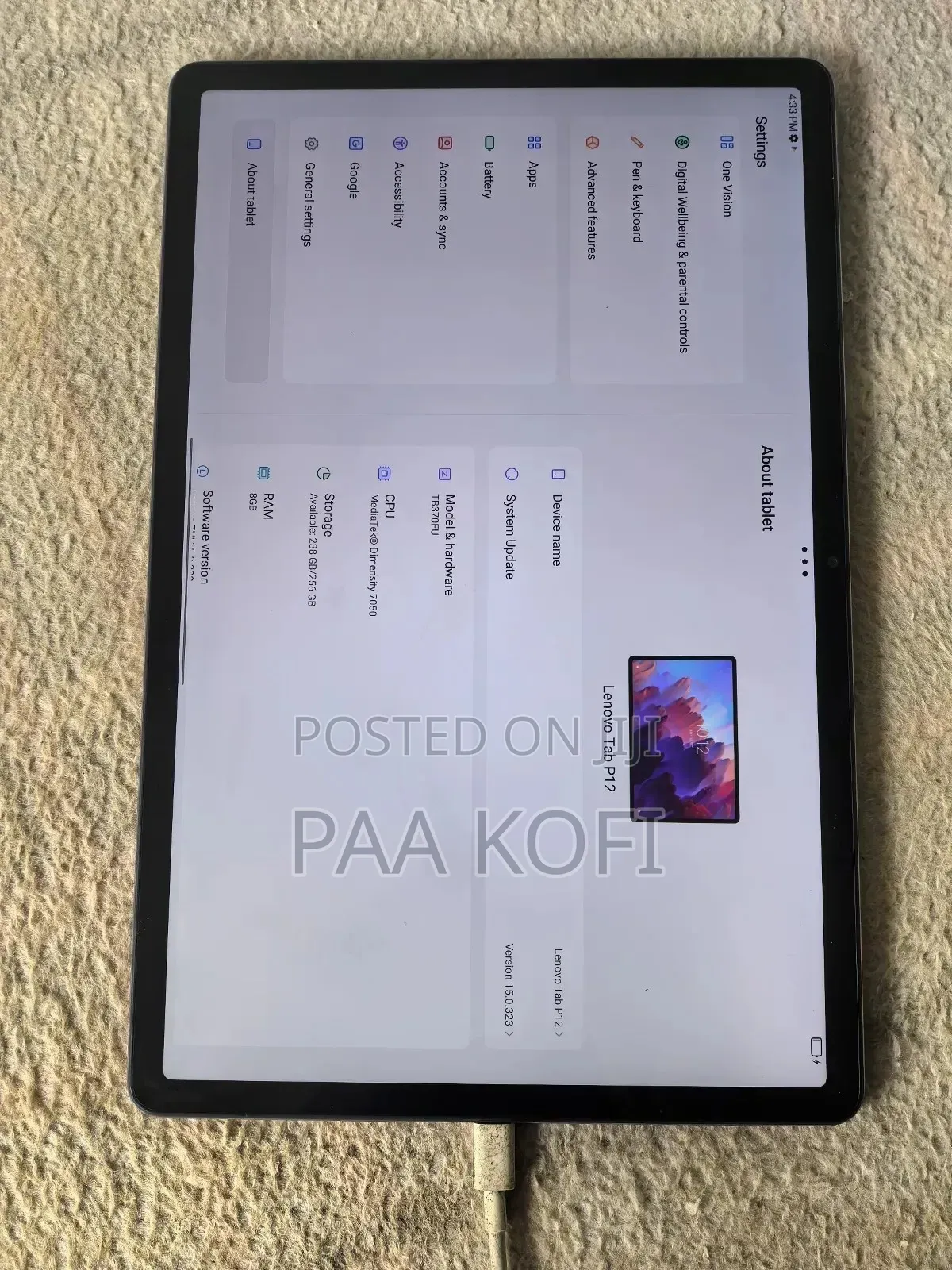 New Lenovo Tab P12 256 GB Gray