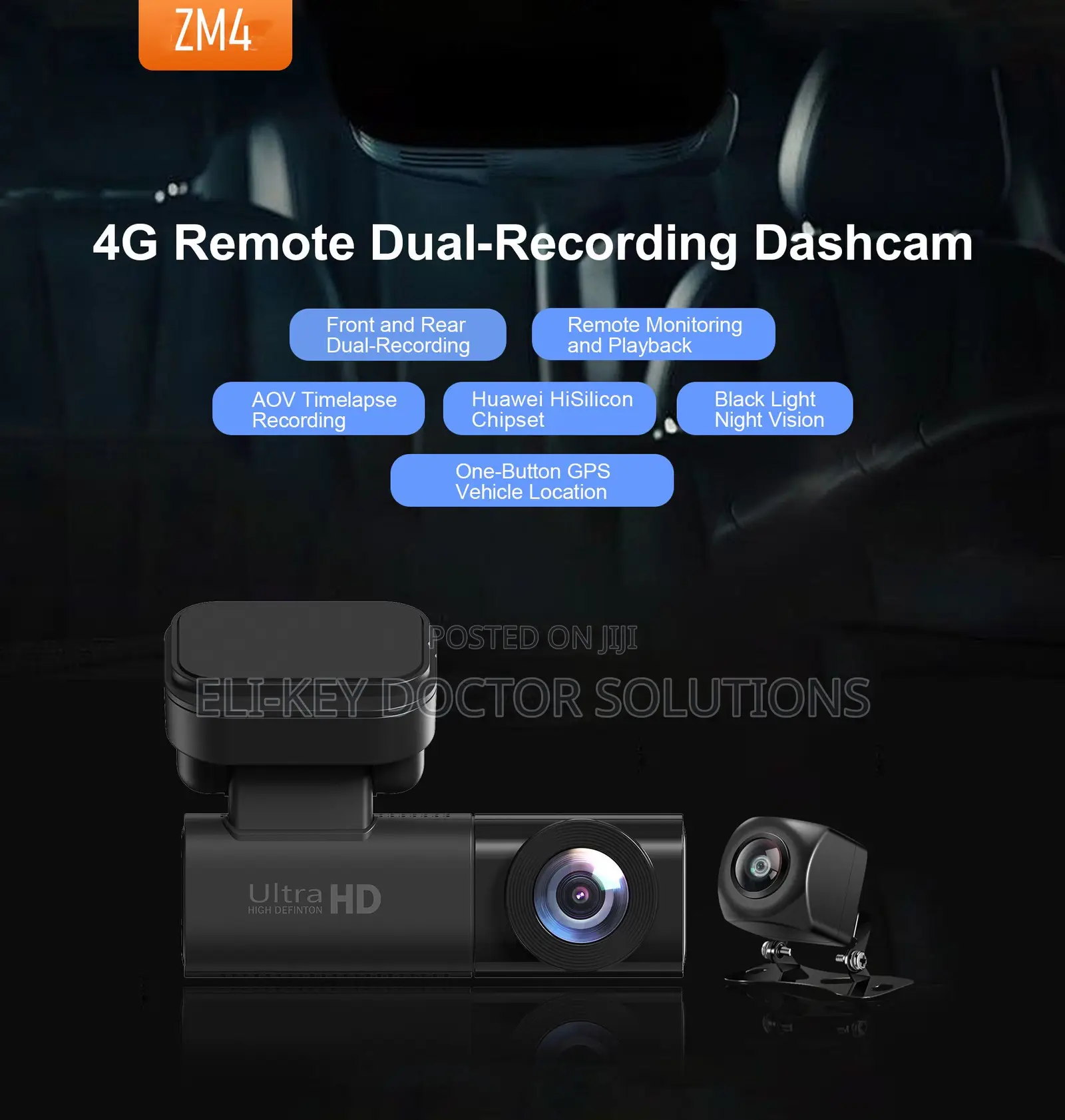 4g Gps Dual-view Car Camera Dvr Geofence App Car Security System