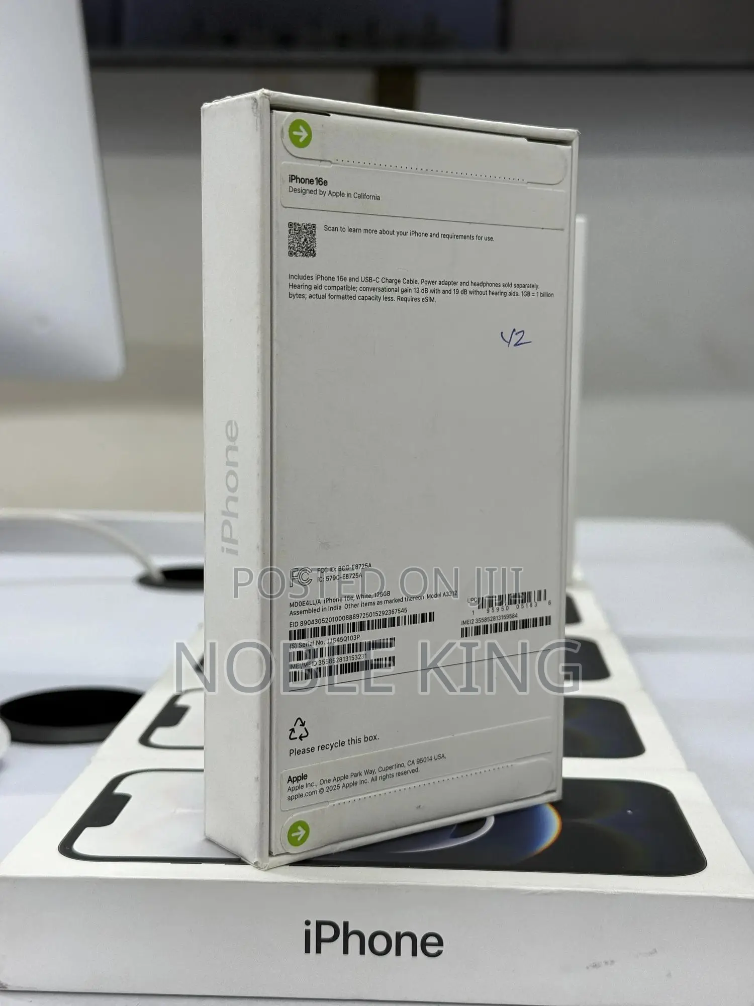 New Apple iPhone 16e 128 GB White
