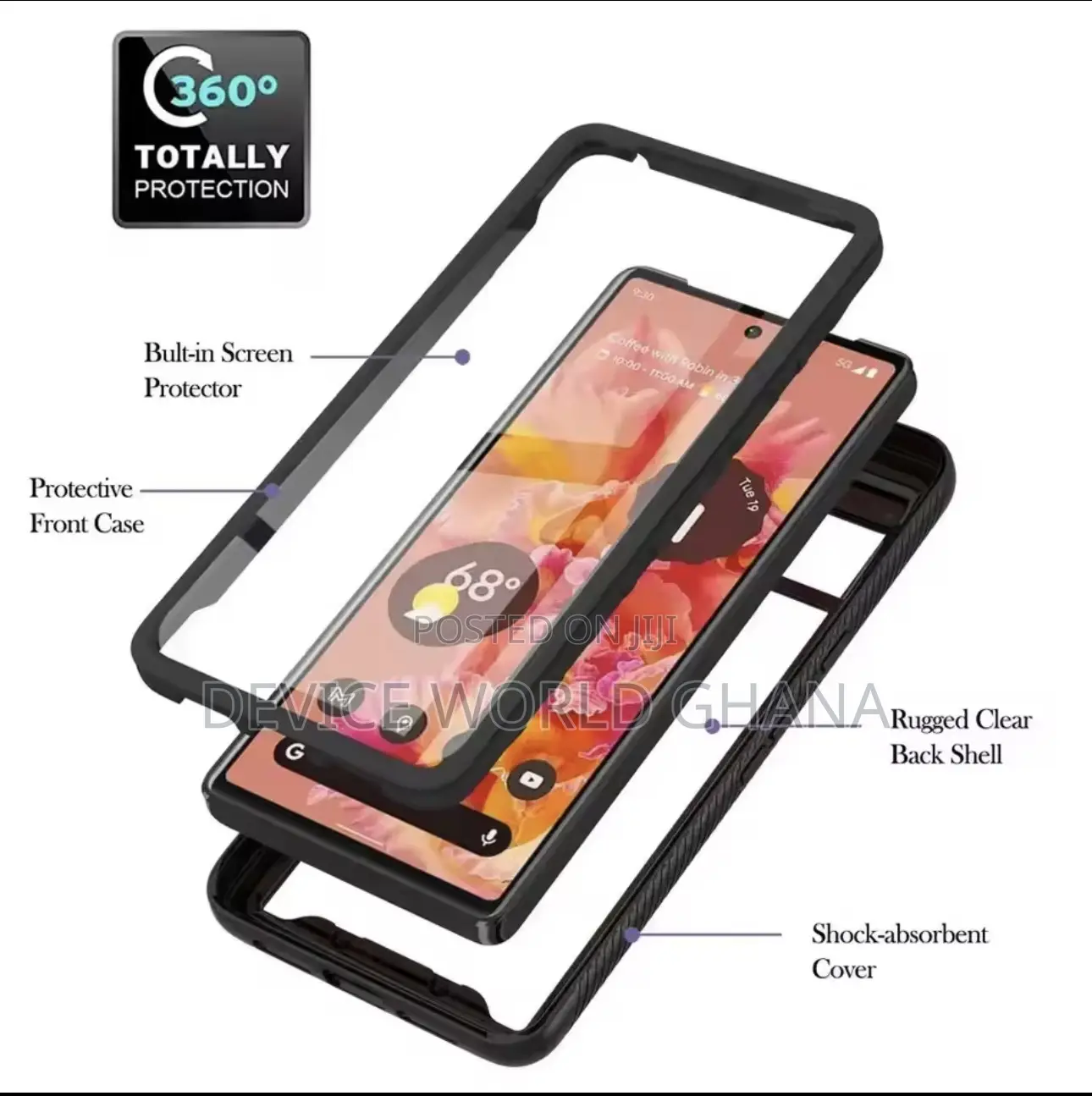 Transparent 360 Front and Back Case for Google Pixel Phones All Models