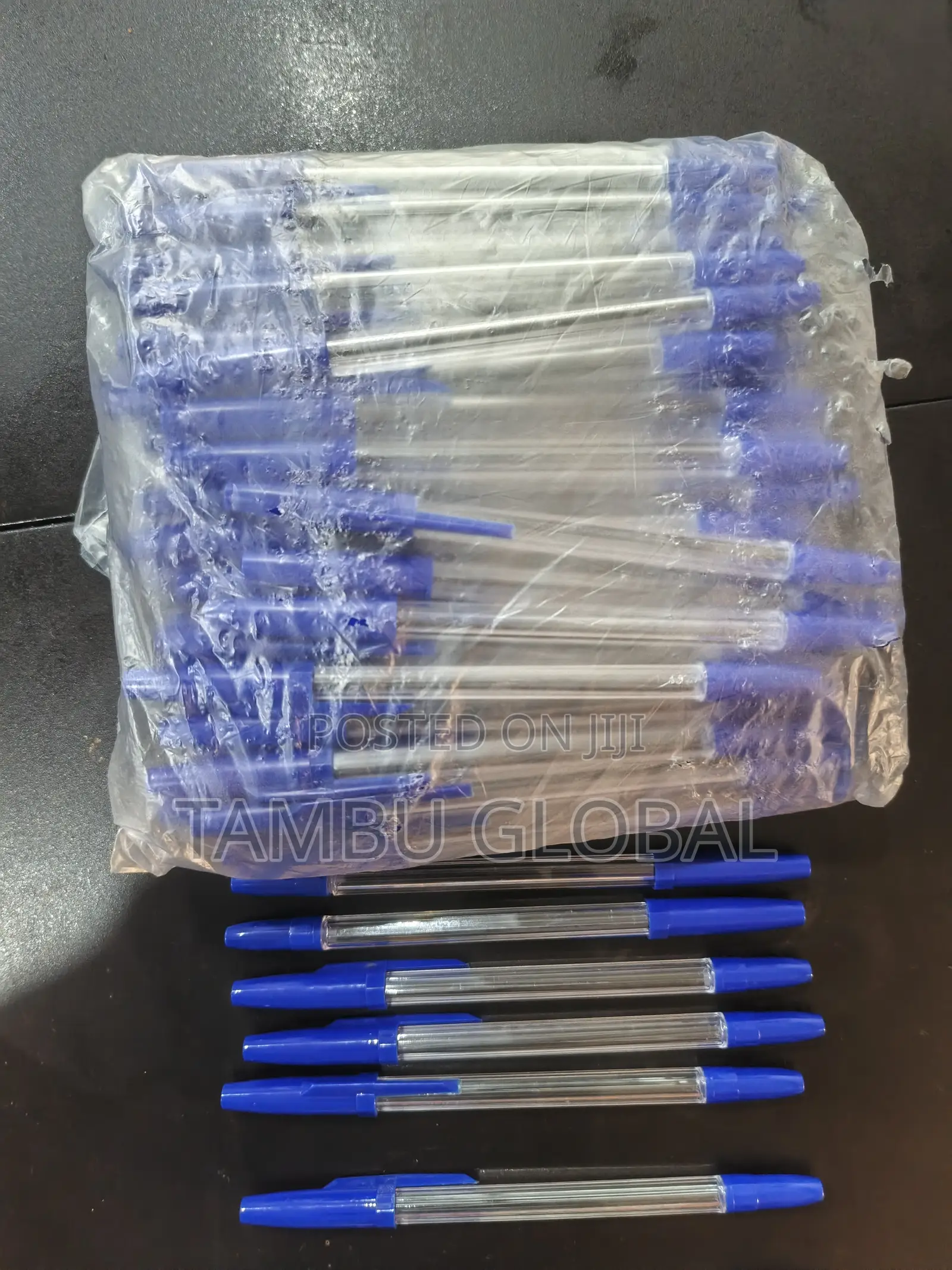 Wholesale Blue Crystal Pens – 100pcs Bulk Pack (Ghc 1.25/Pc)