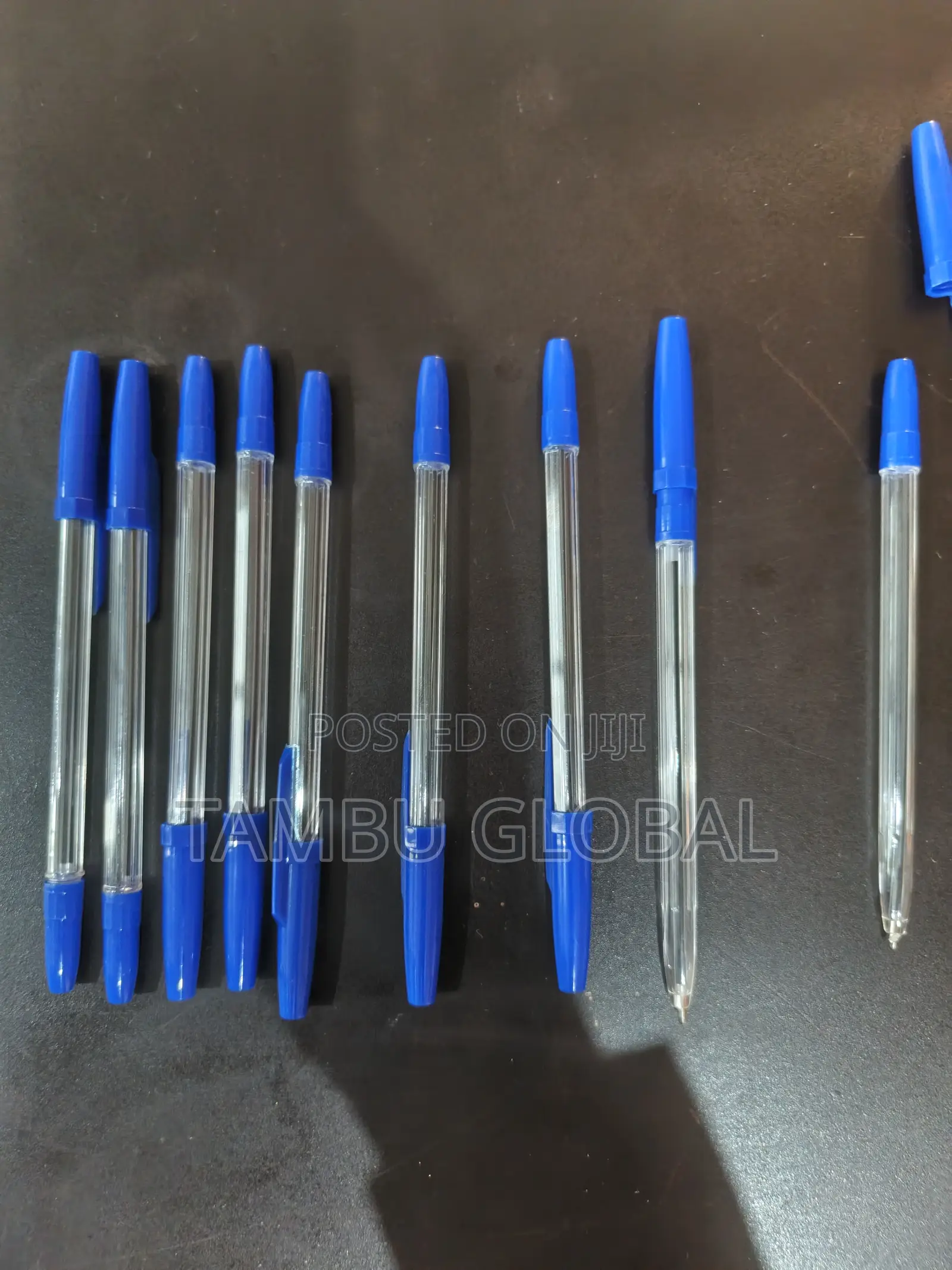 Wholesale Blue Crystal Pens – 100pcs Bulk Pack (Ghc 1.25/Pc)