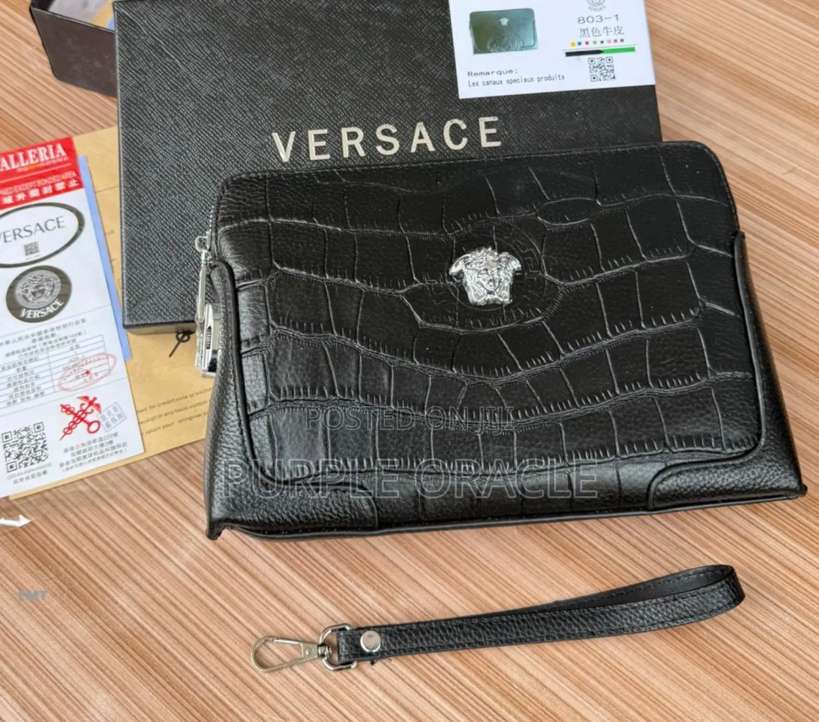 Versace Leather Clutch Bag.