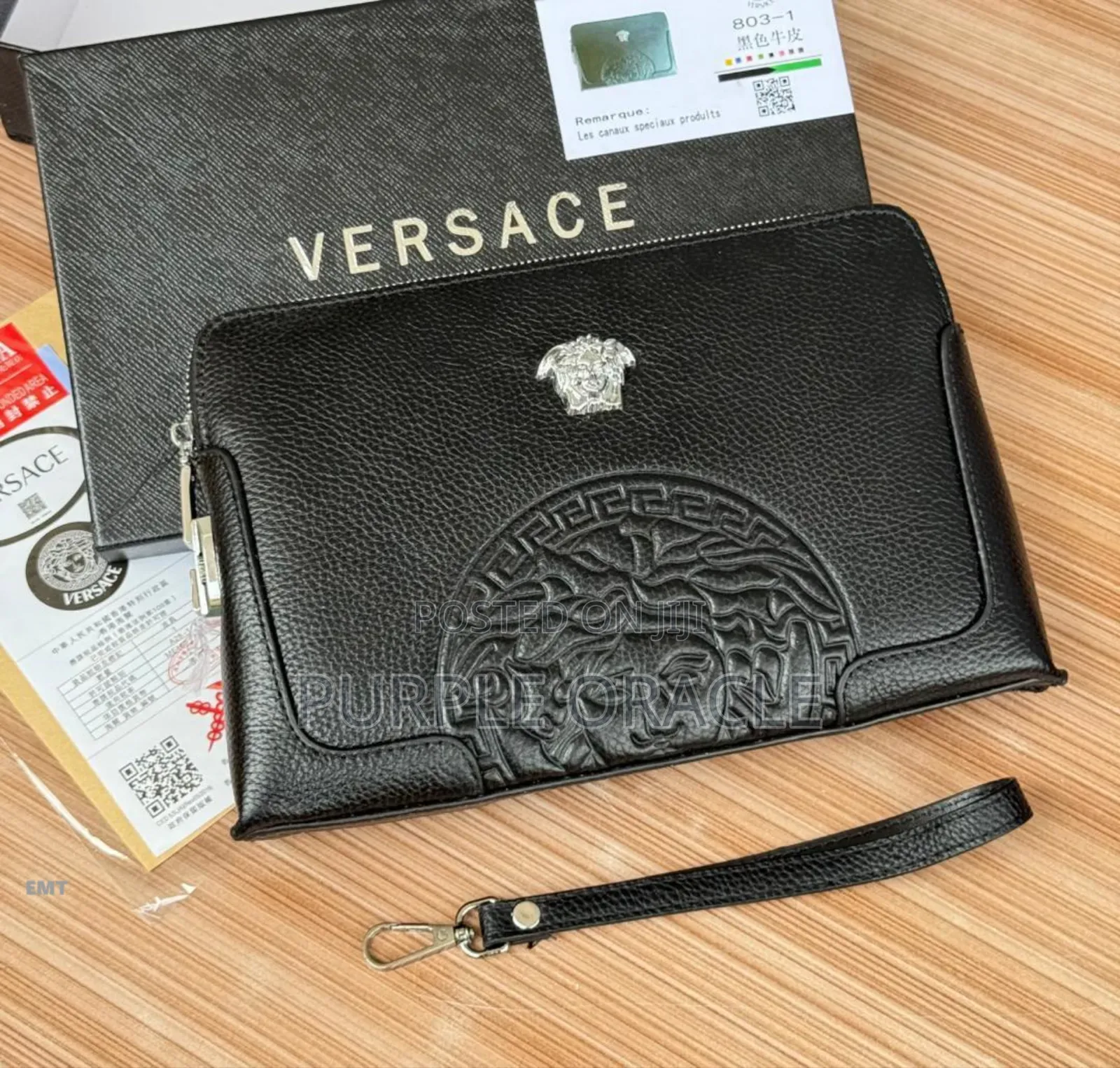 Versace Leather Clutch Bag.