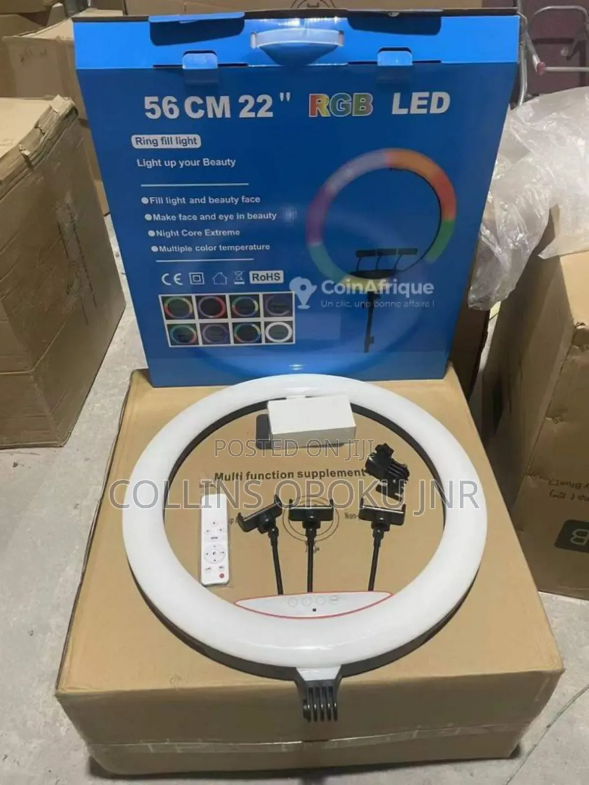 22" Ring Light With Tripod Stand And 3pcs Of Phone Holders With Bag